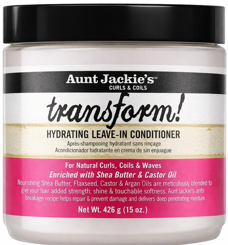 أنت جاكيز ترانسفورم كريم ليف إن مرطب عميق 426 جم (15 أونصة) – علاج مكثف للشعر الجاف والتالف – تحكم في الهيشان وتقوية الخصل للشعر الكيرلي والمجعد والمموج - Image 1